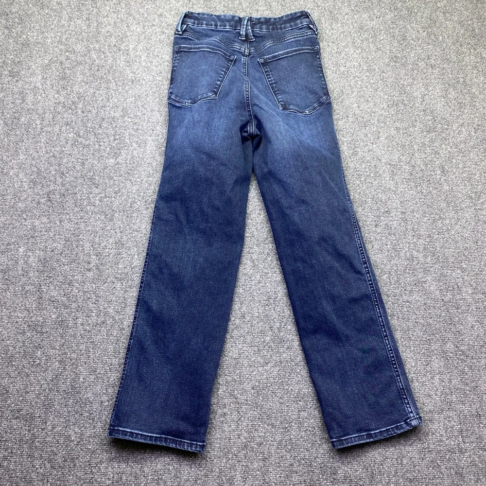Good American Good Curve Straight Jeans Dark Wash Super High Rise 00-4 Grunge